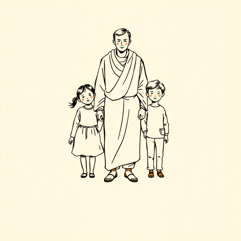 accompagnato da tre bambini