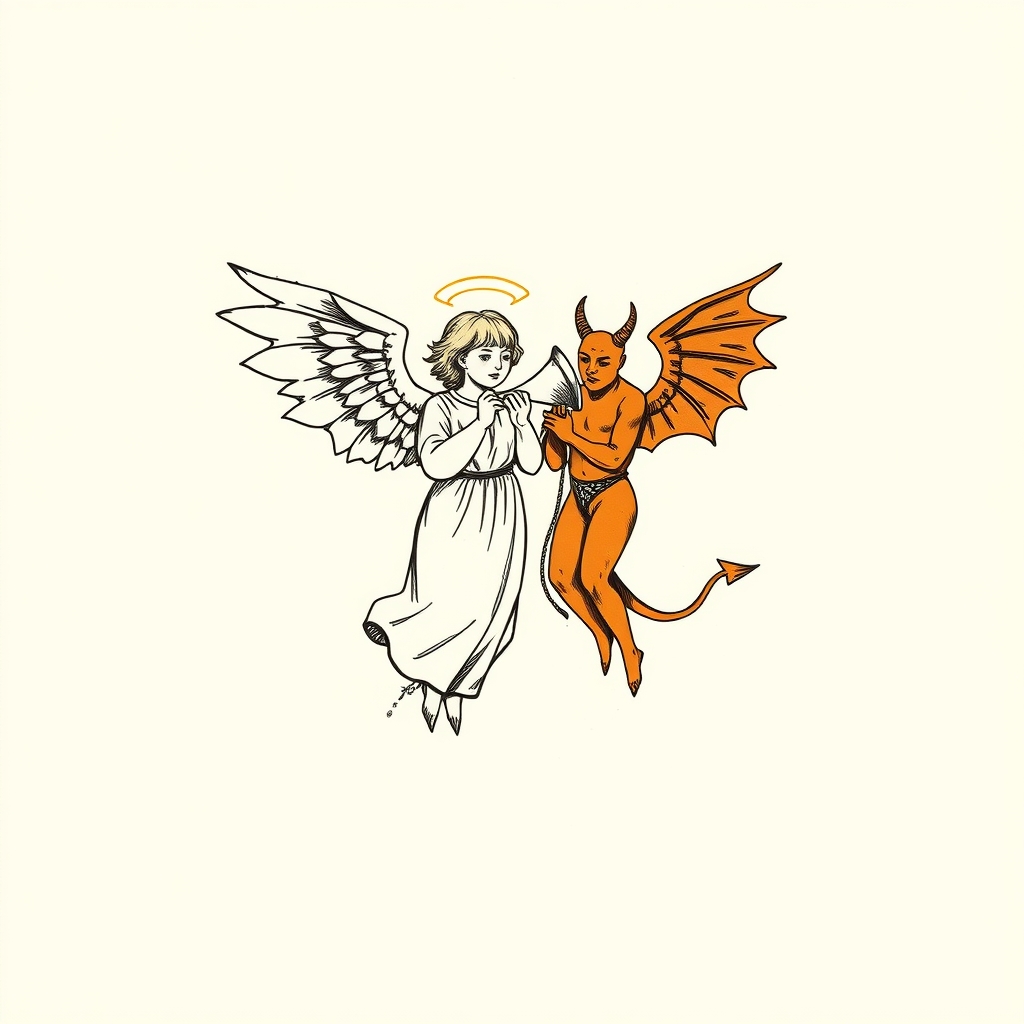 ange et démon avec soufflet