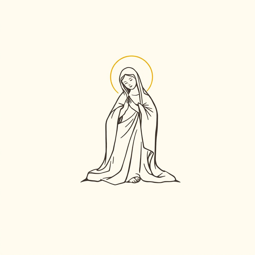 a los pies de la Virgen María