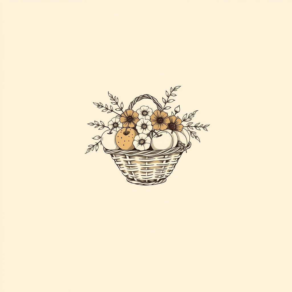 panier de fleurs et de fruits