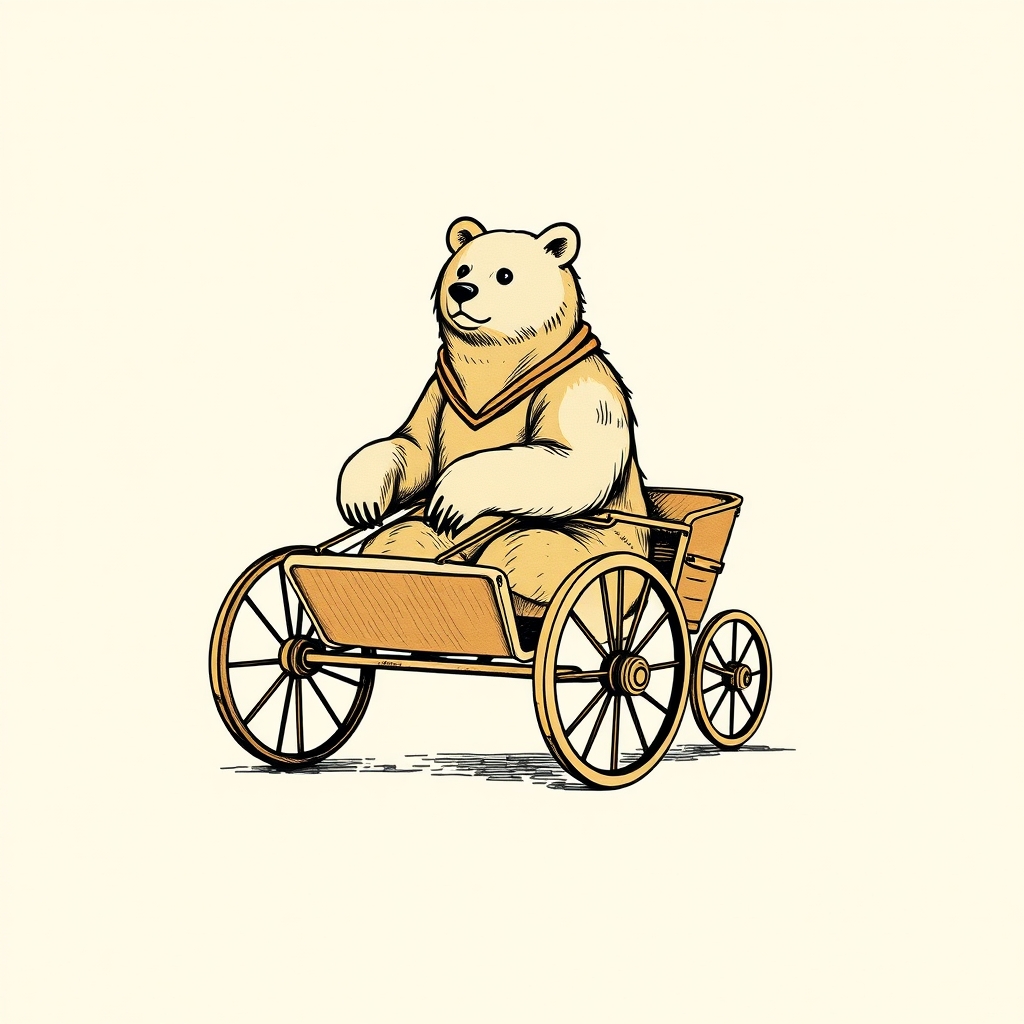bear harnessed to a chariot