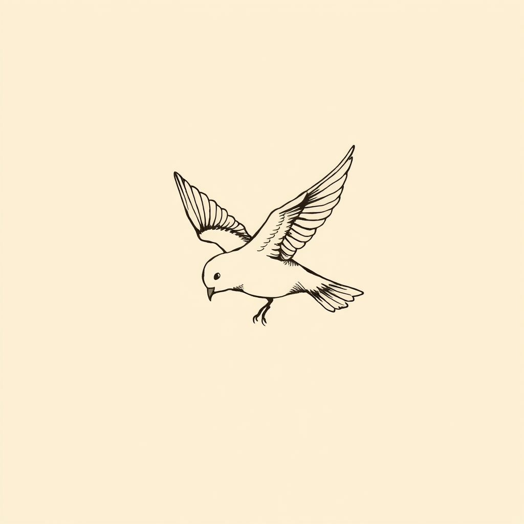 bird descending upon his body