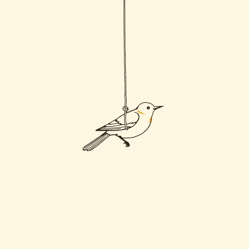 bird tied by a string