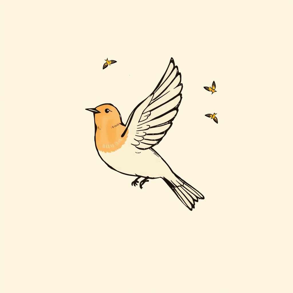 oiseaux voltigeant autour de lui