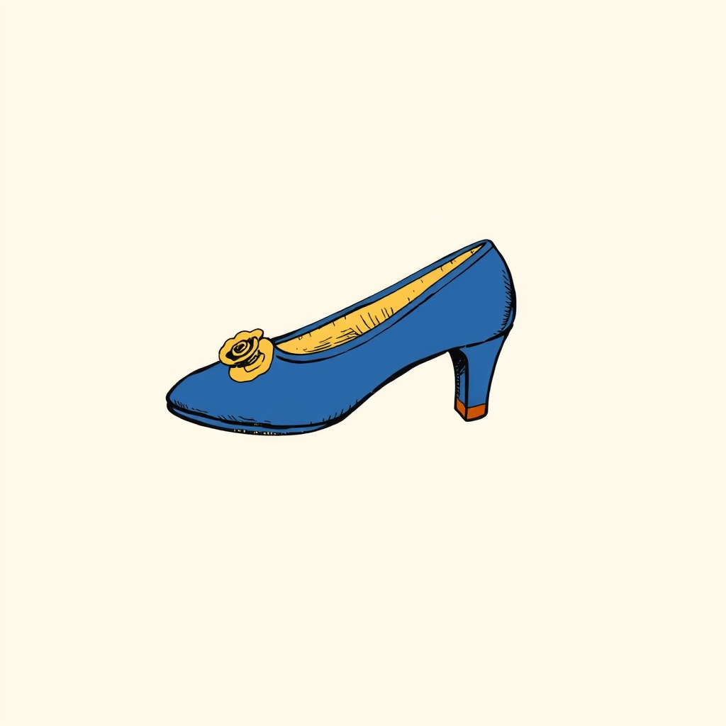 scarpe blu con rosette d'oro