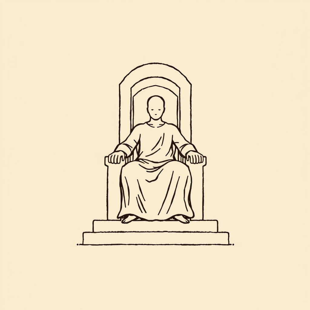 body seated on a throne