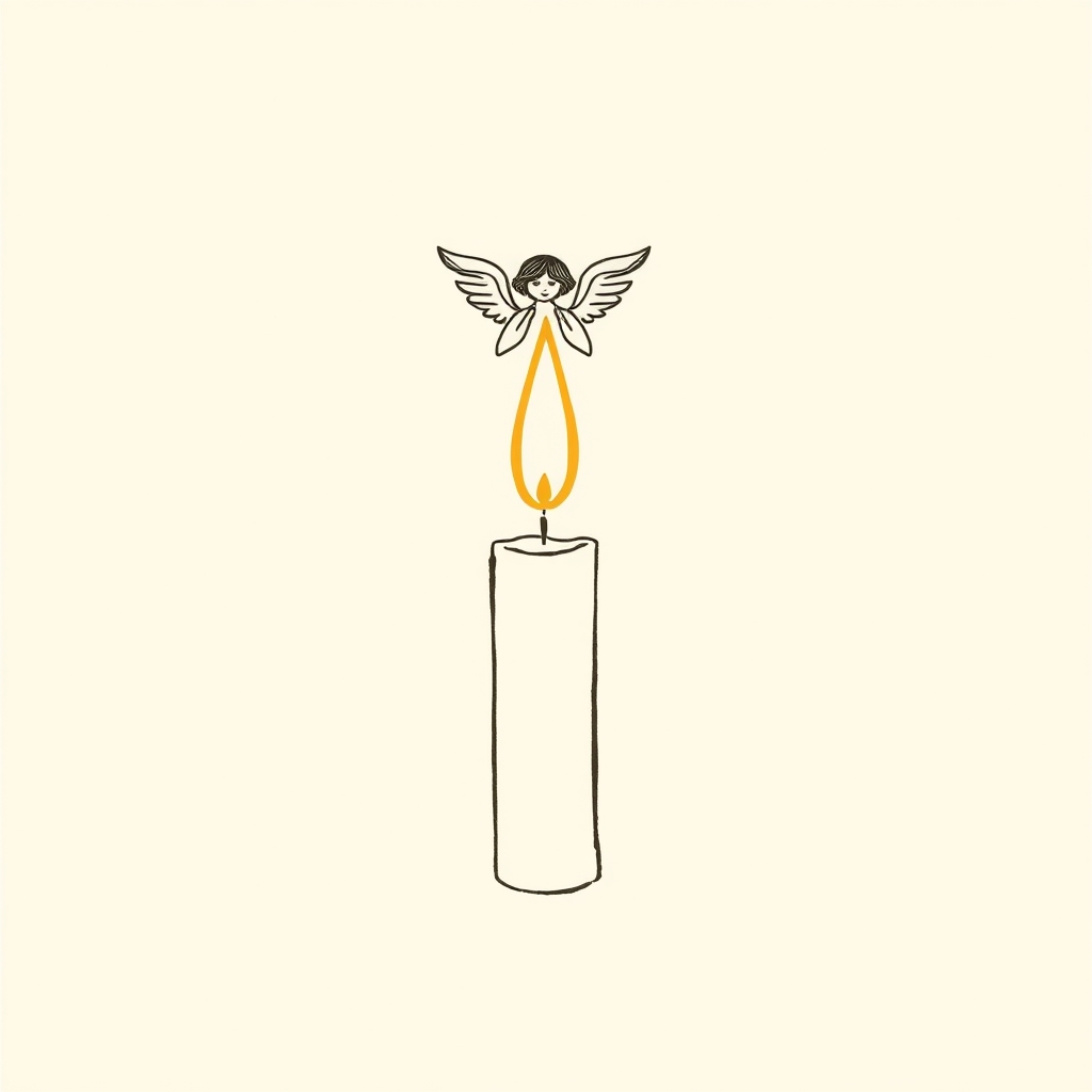 candle lit by an angel
