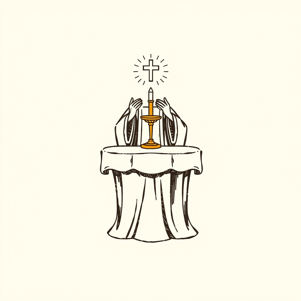 Célébrant la messe