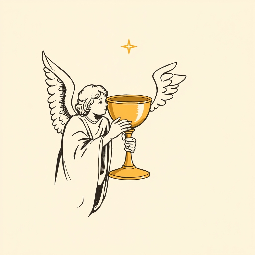 calice présenté par un ange