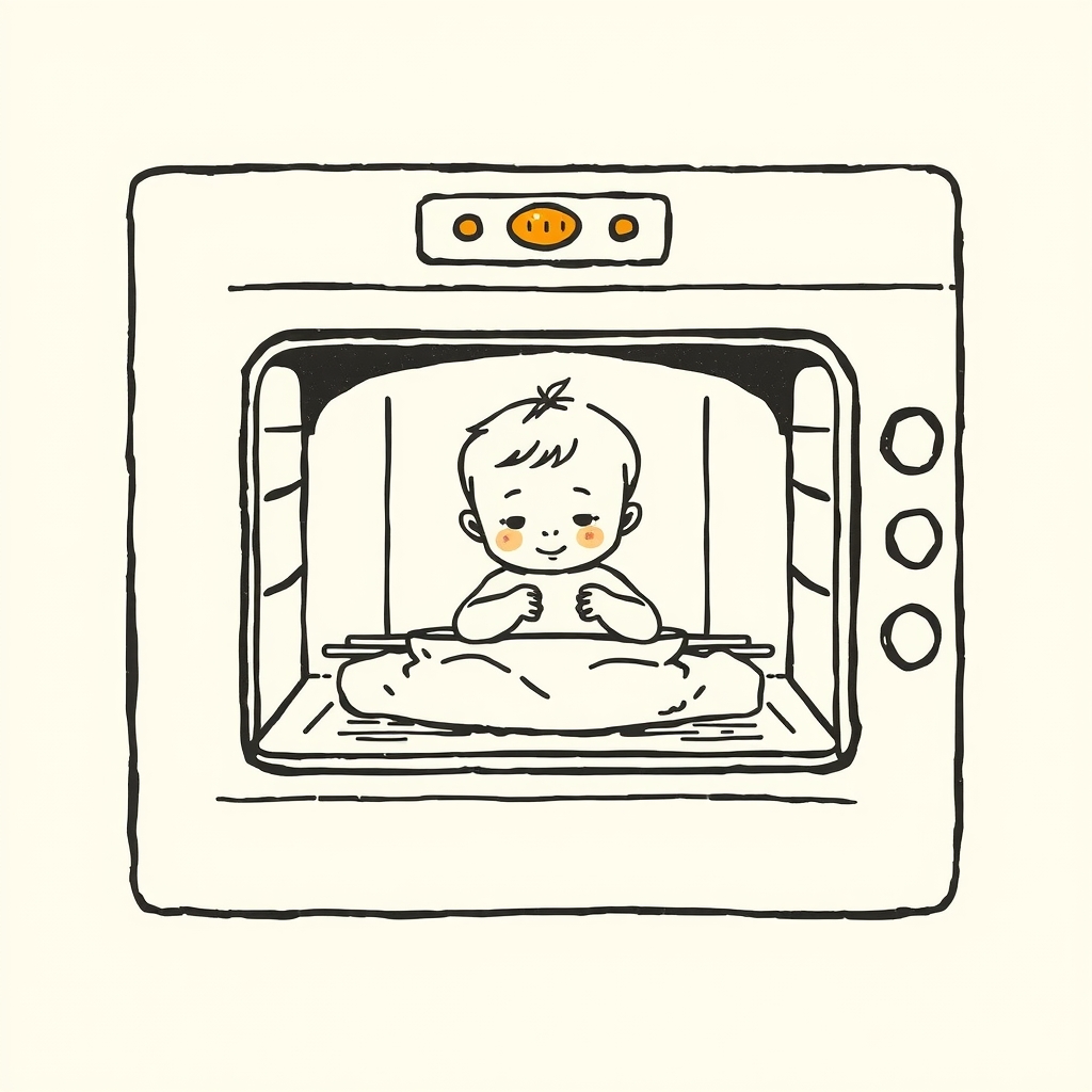 enfant dans un four