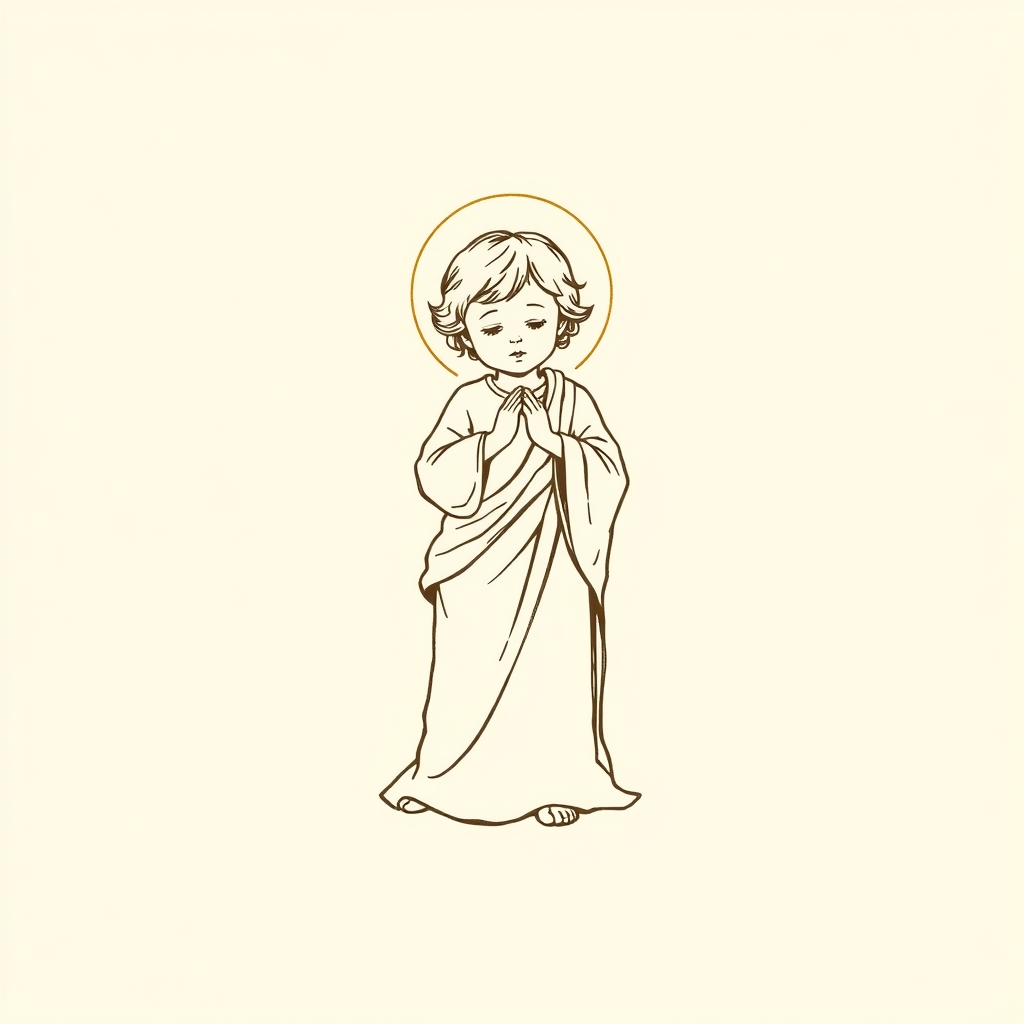 Enfant Jésus debout sur les genoux