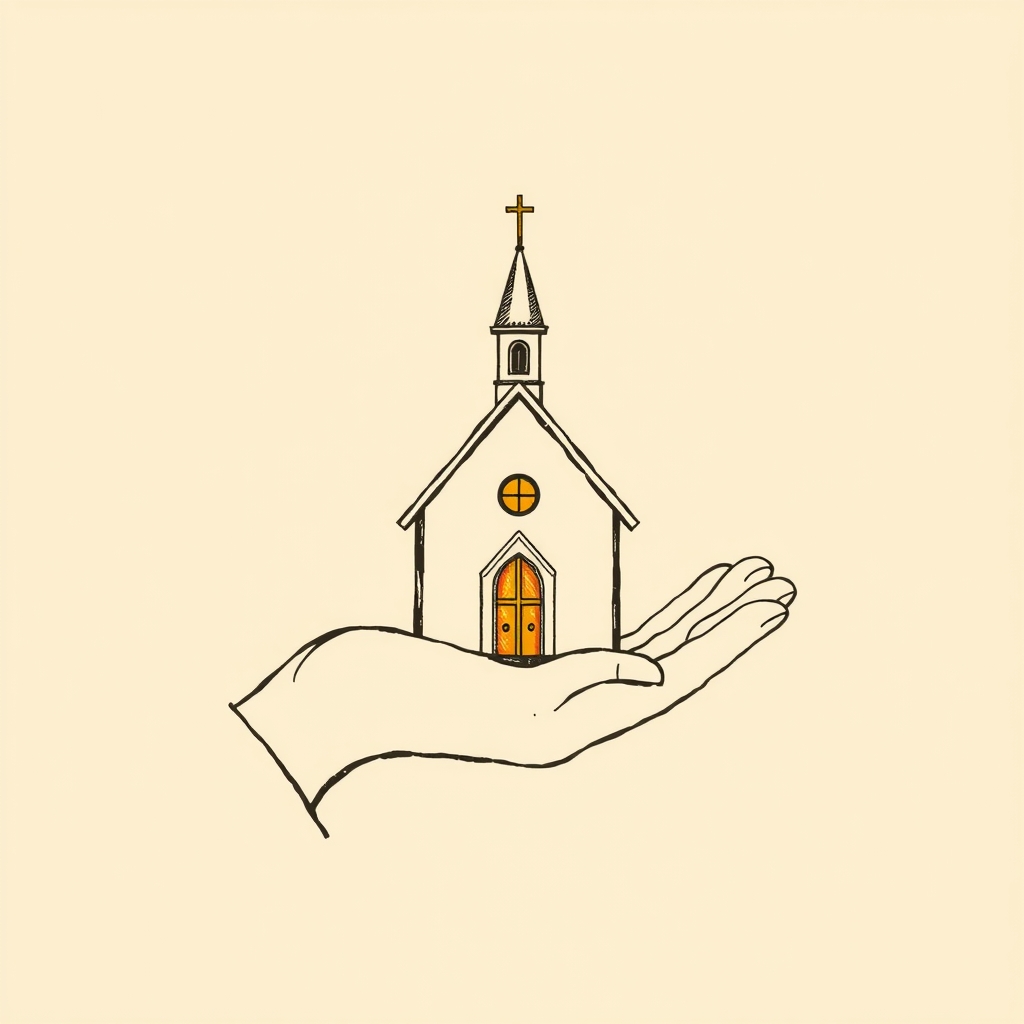 iglesia sostenida en la mano