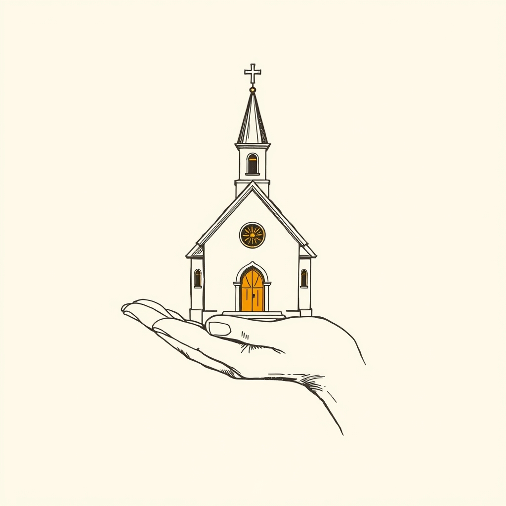 église tenue à la main