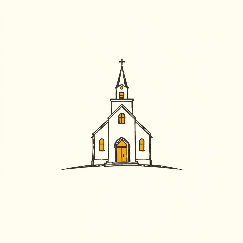 church surrounded by light