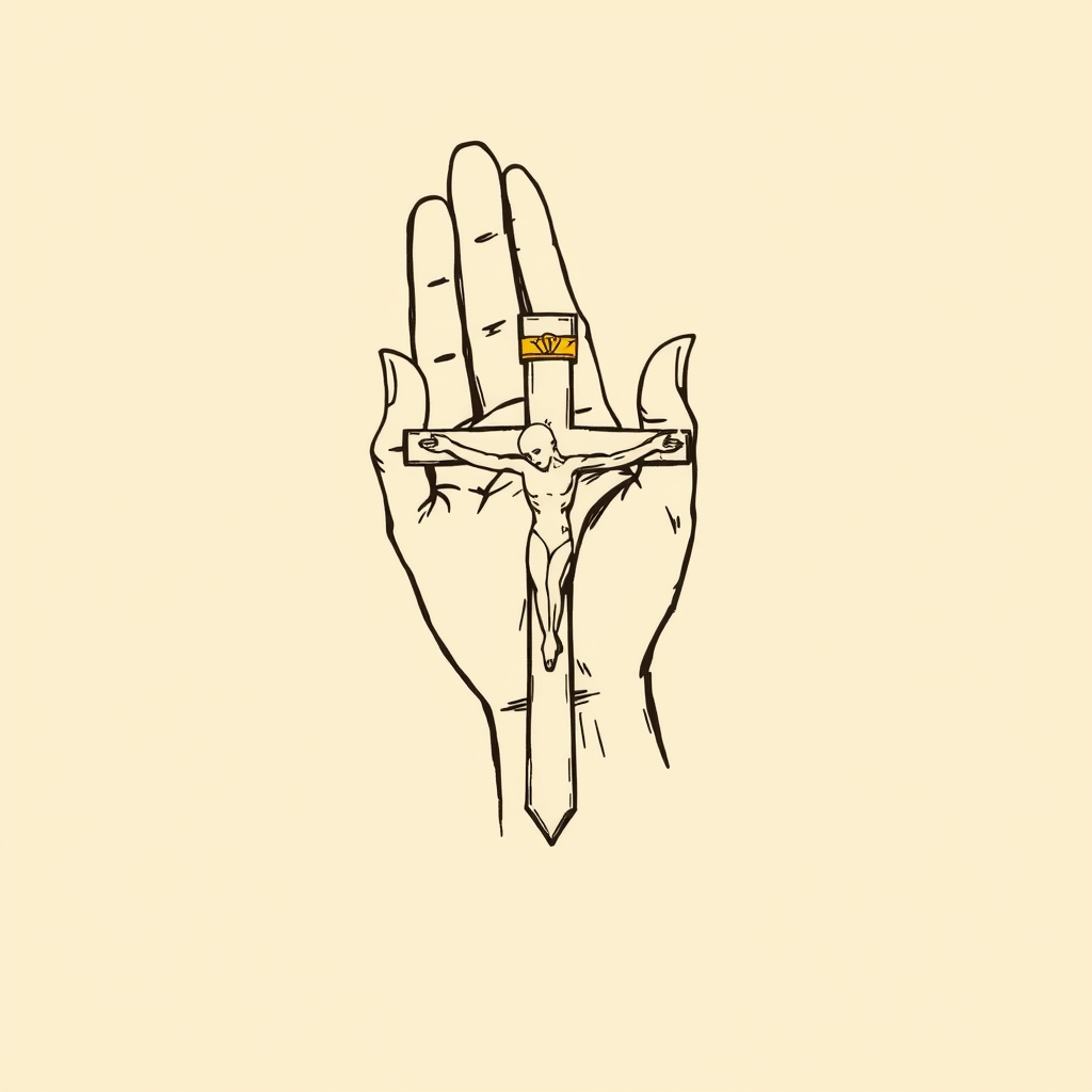 crucifix dans la main