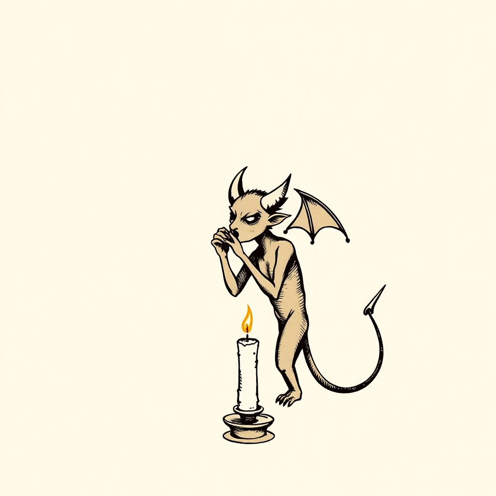 demon blowing out her candle