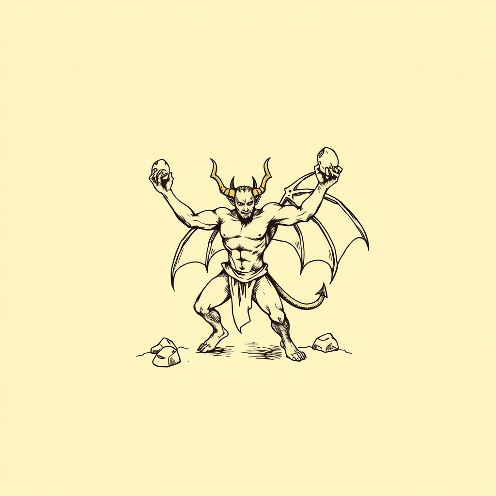 demons throwing stones
