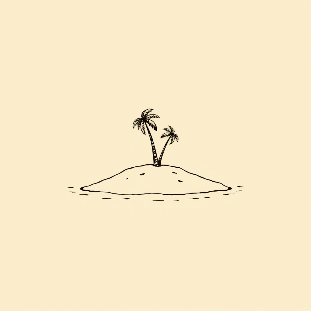 representado en una isla desierta
