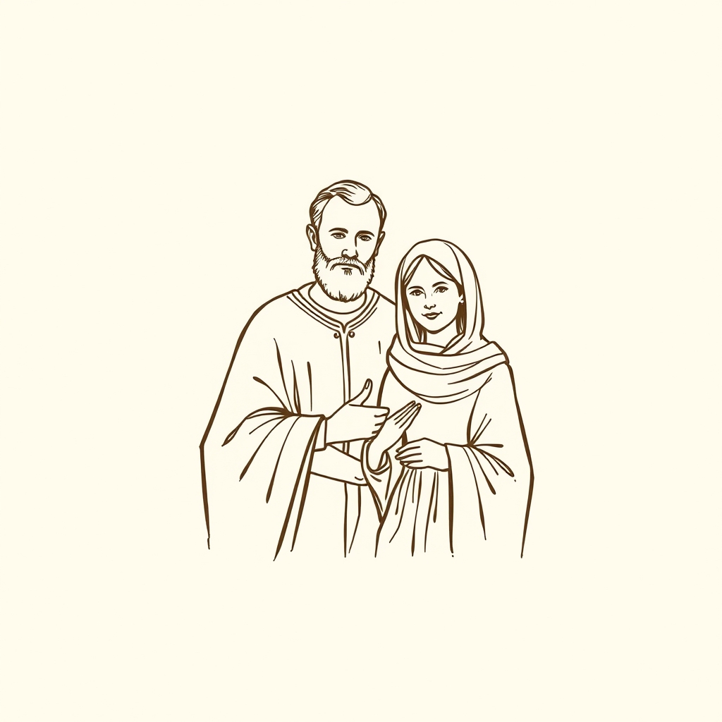 représenté avec sa femme Domane et son fils Amalbert