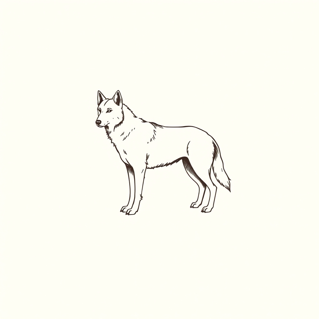 chien ou loup à ses pieds