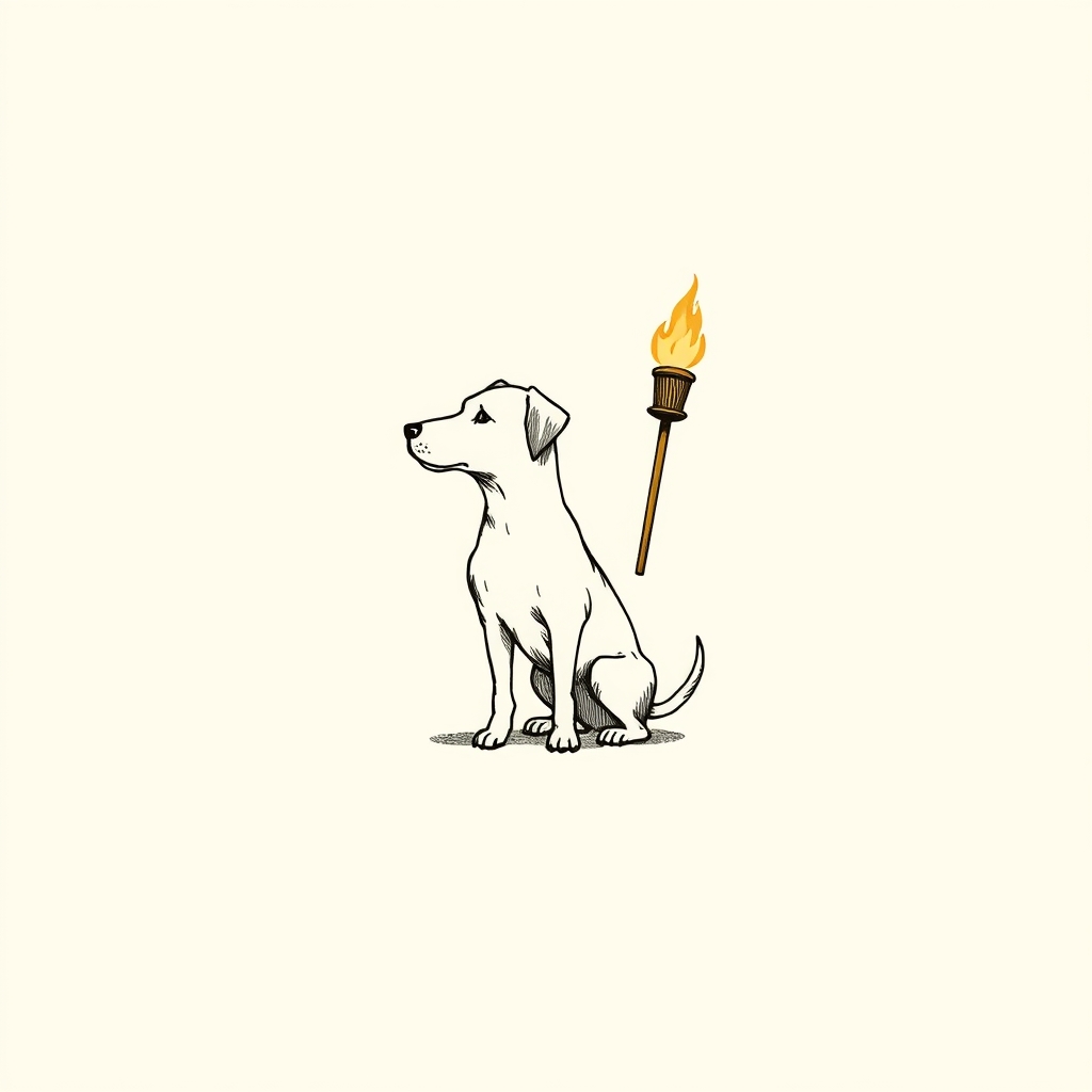 dog with a torch