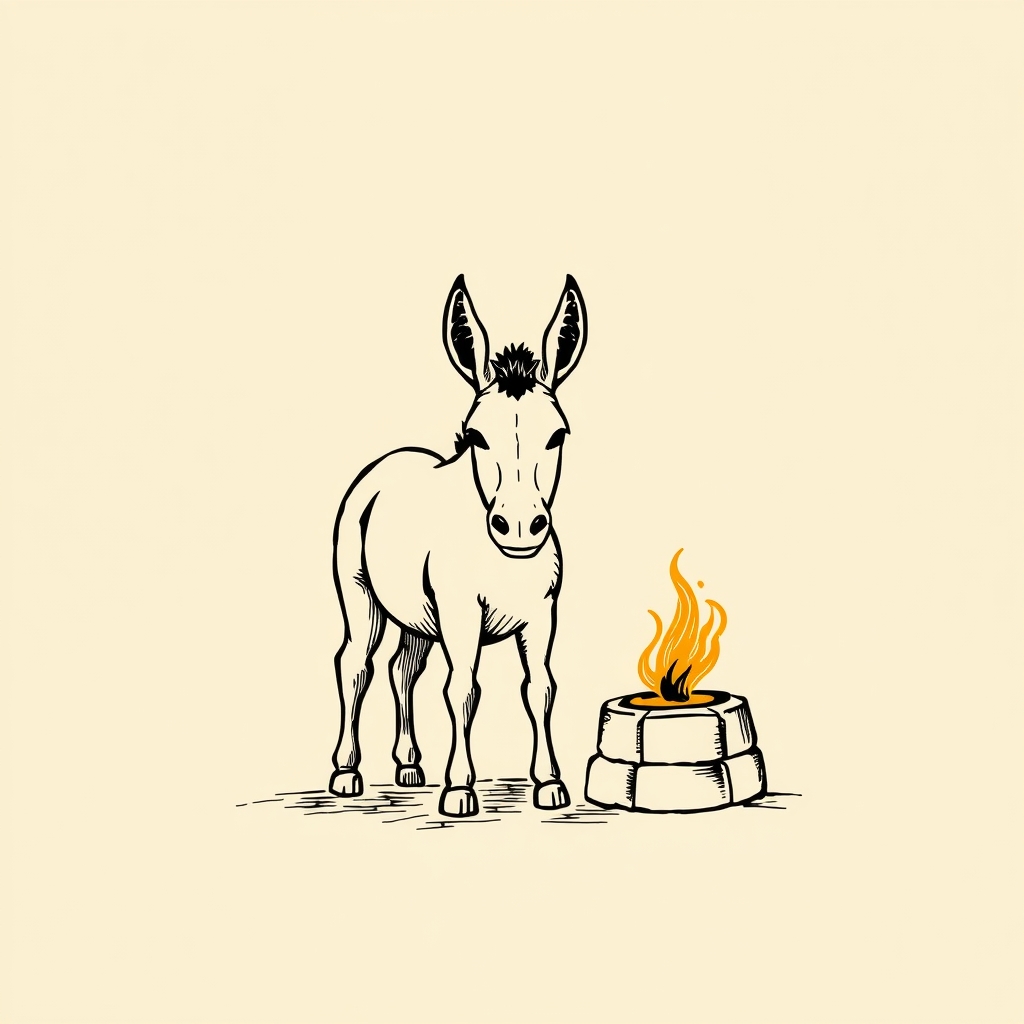 Âne devant une forge