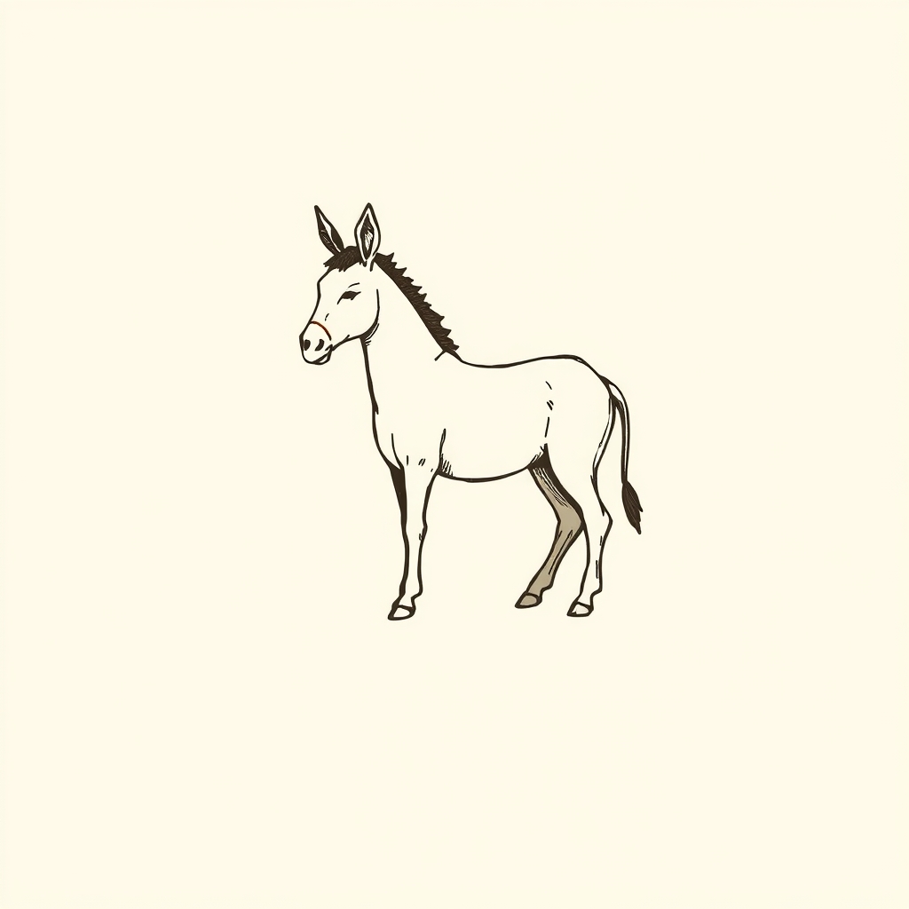 âne (parfois représenté se relevant)