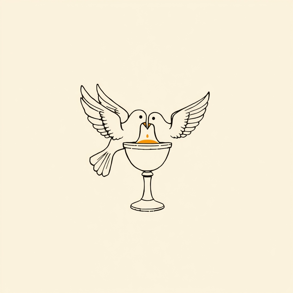 colombes s'abreuvant à un calice (symbole funéraire)