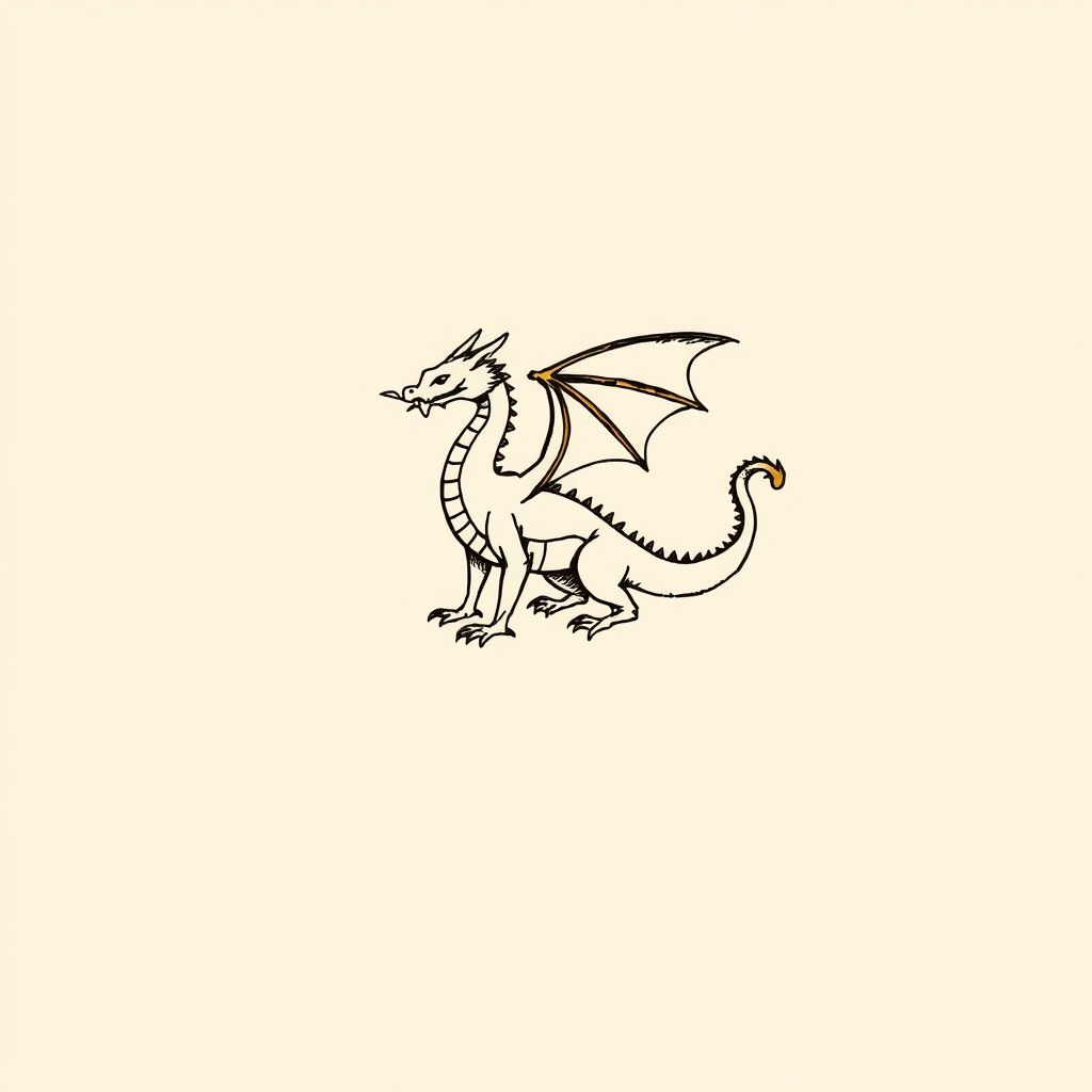 dragon at his feet