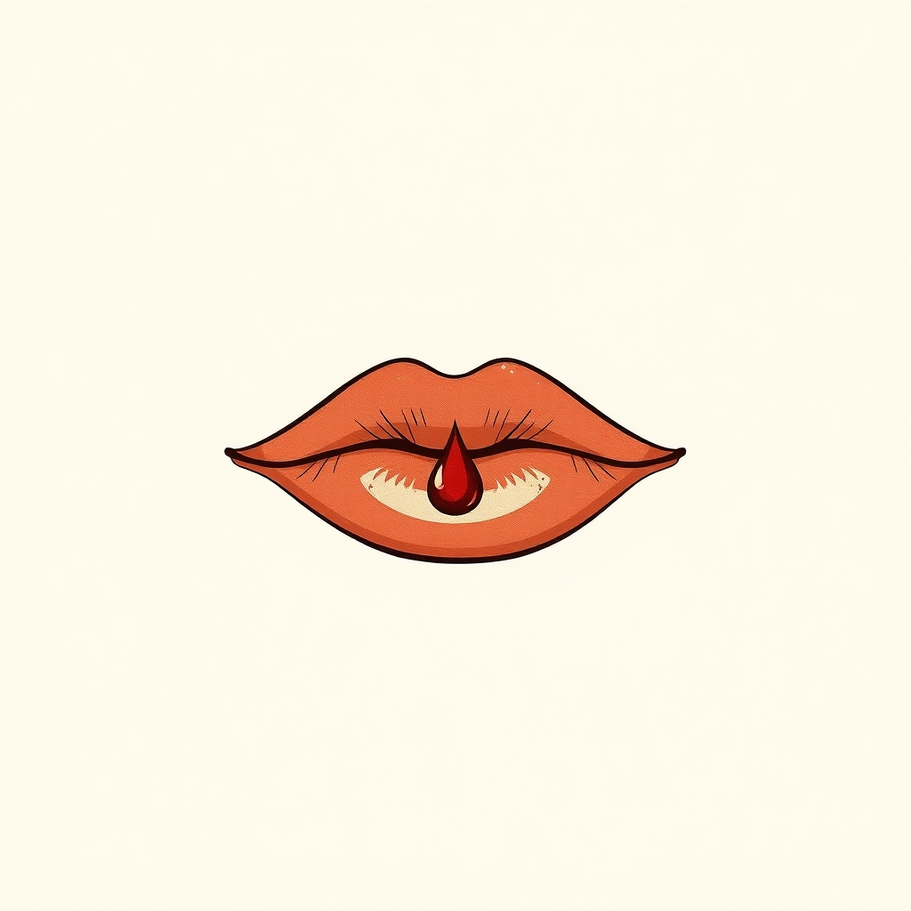 gota de sangre en los labios