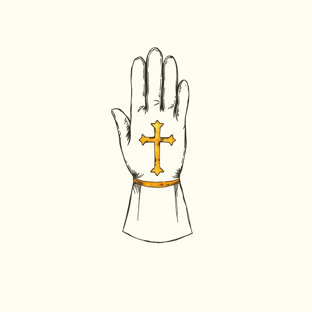 guanto episcopale ricamato con una croce