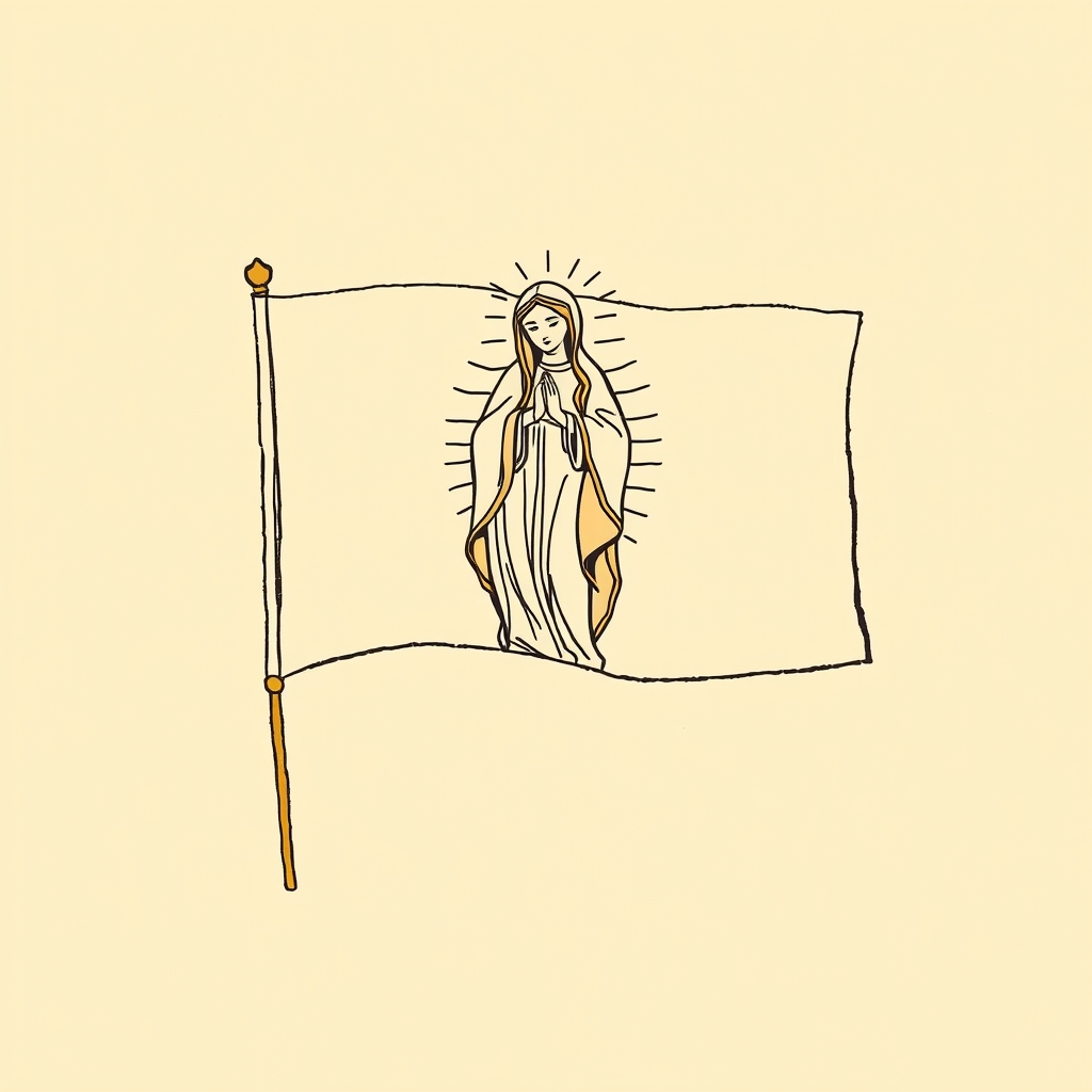 drapeau avec l'image de la Vierge