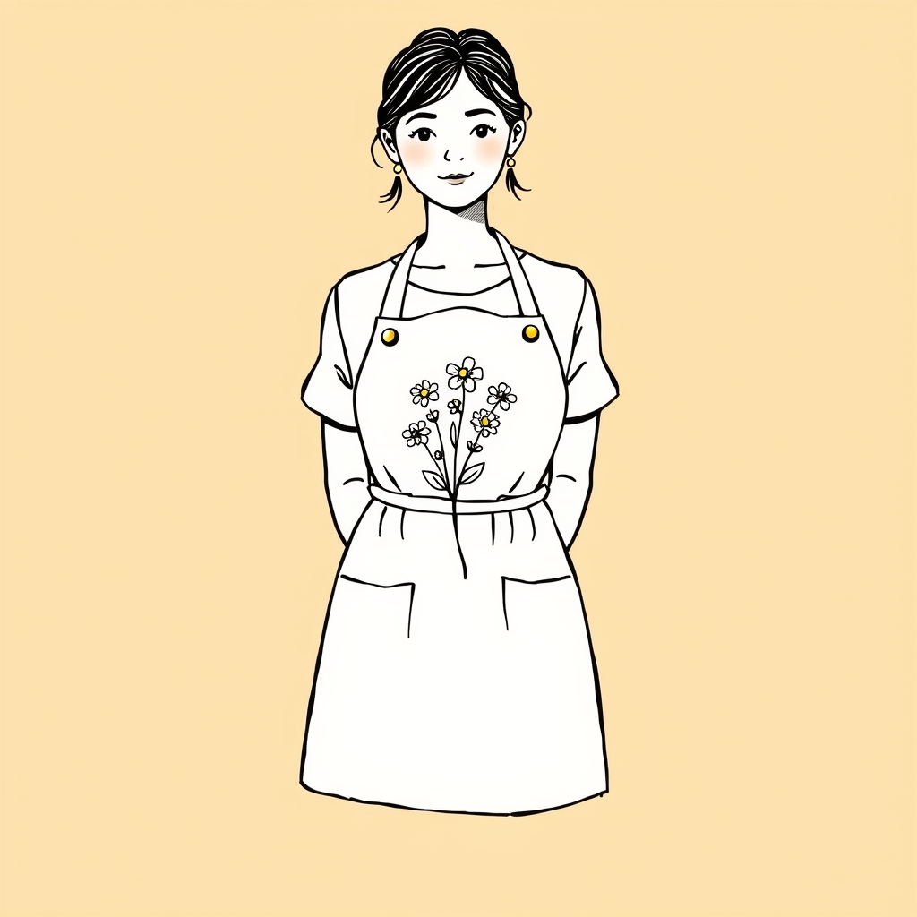 flowers in her apron