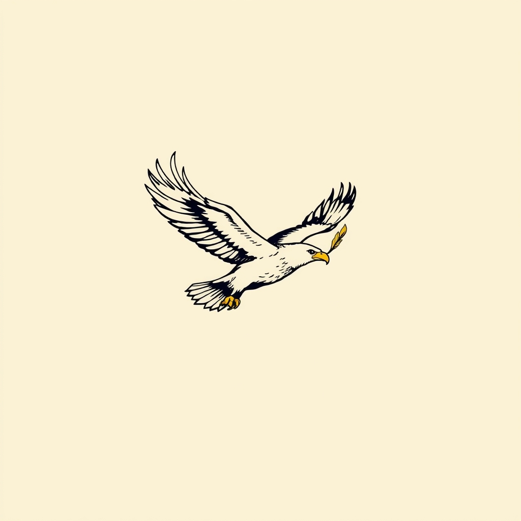 flying eagle with a quill