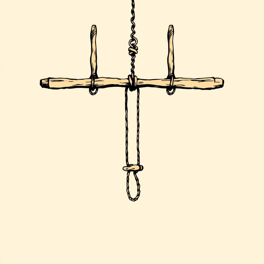 gibet (pendu par un pied et une main)