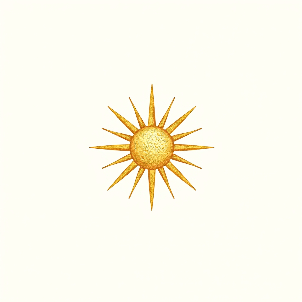 Soleil de cuivre doré sur le scapulaire