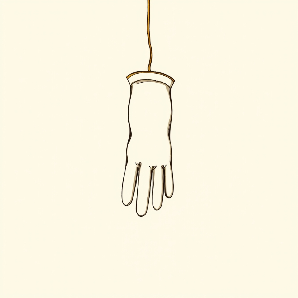 gloves hanging from a sunbeam