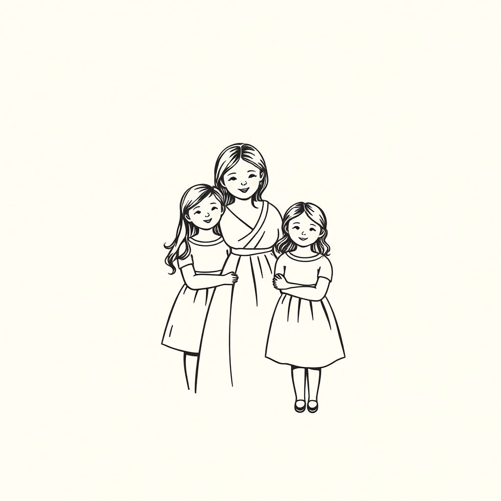 group with her two daughters