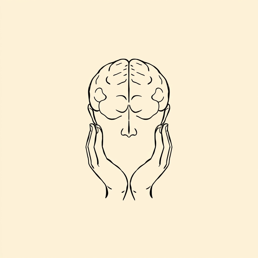 tête entre les mains (céphalophorie)