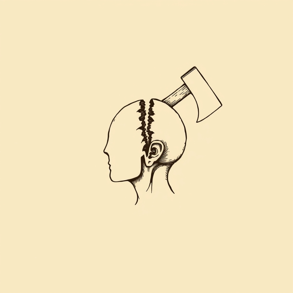 head split by an axe blow