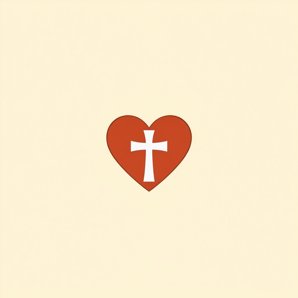cuore con una croce bianca
