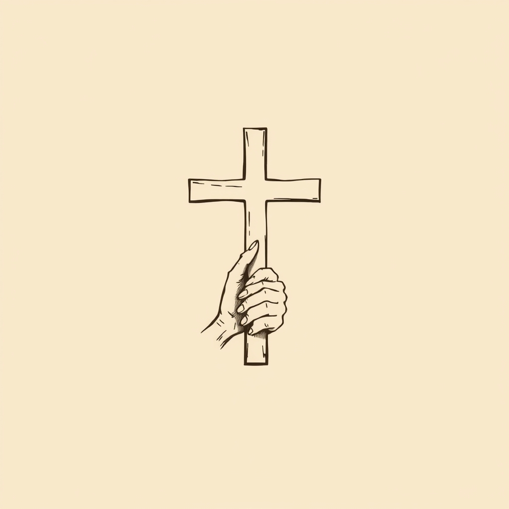 croix à la main