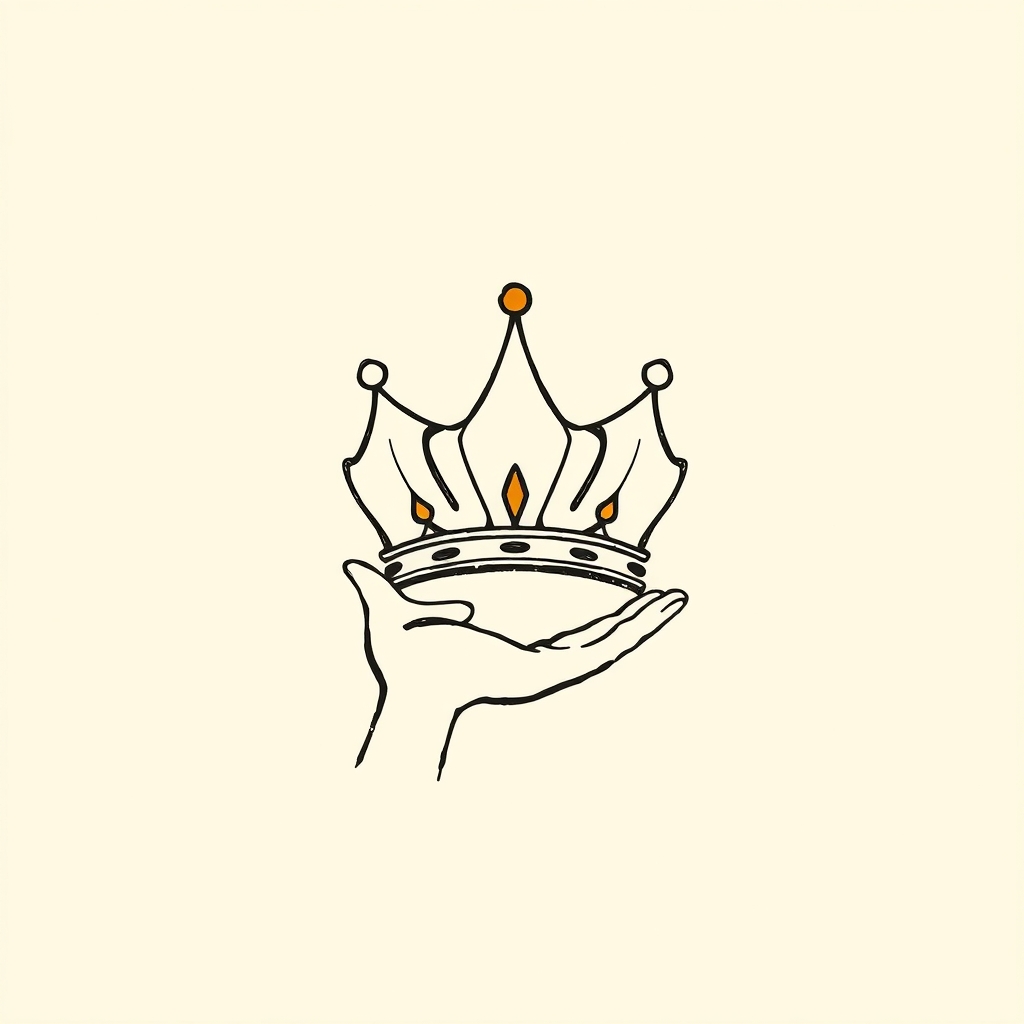 couronne à la main