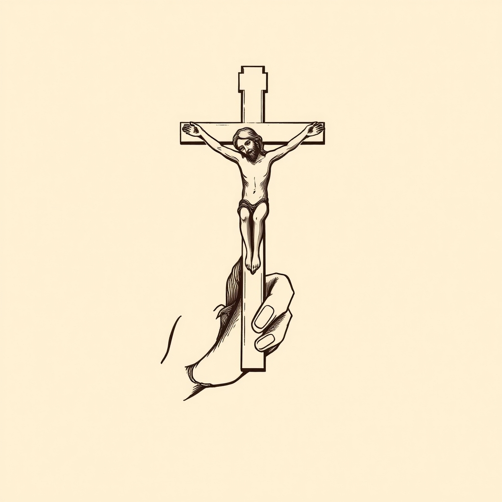 crucifix à la main