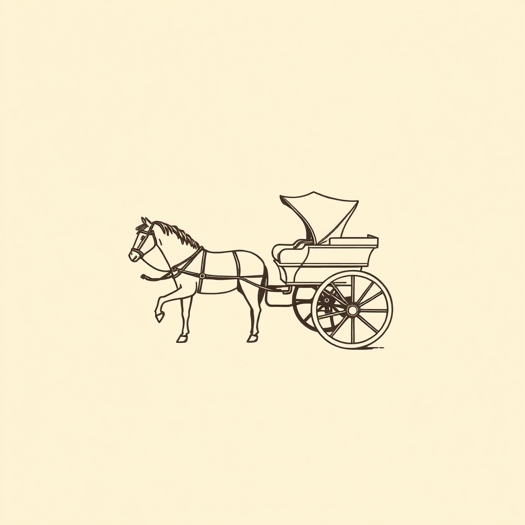 chariot tiré par un cheval