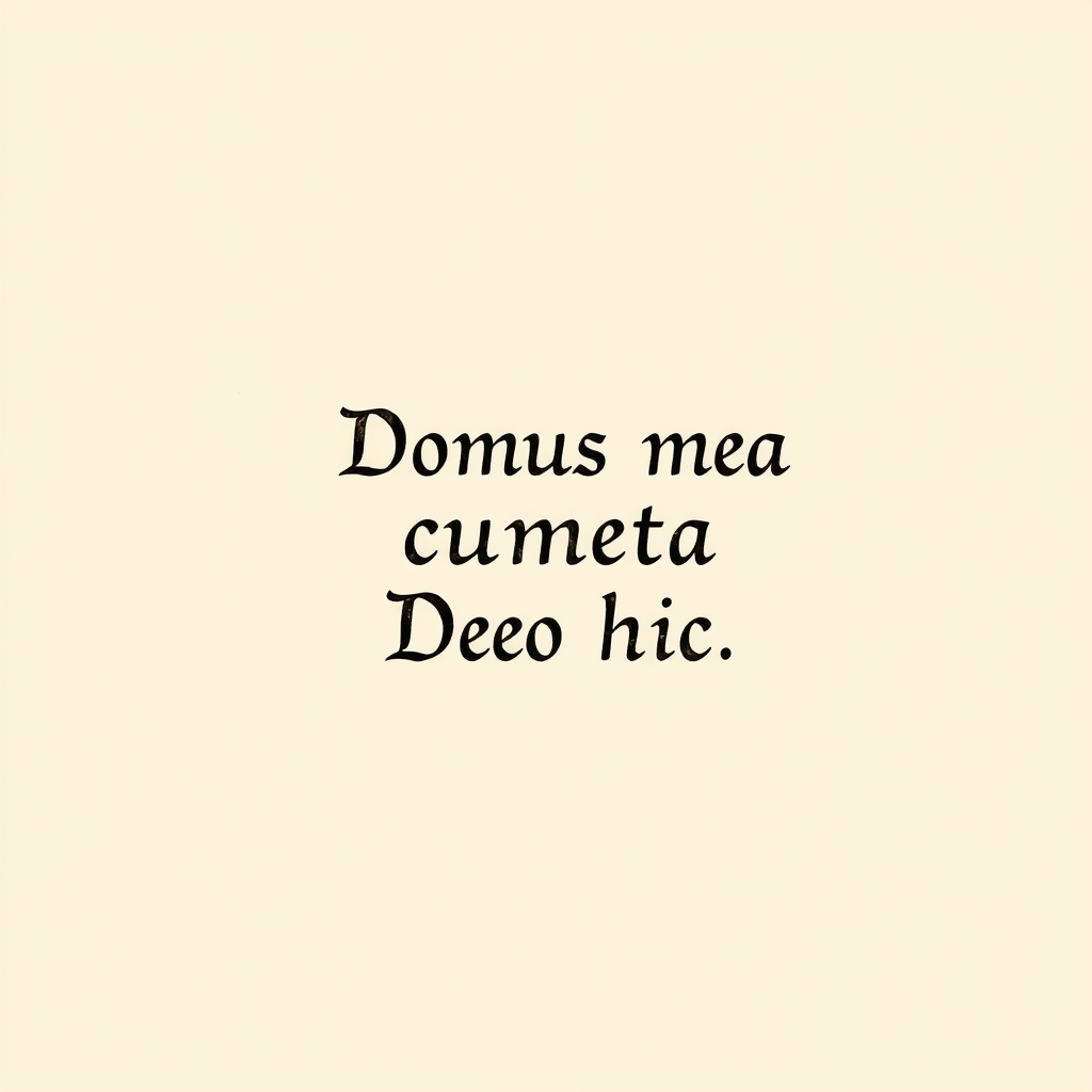 image peinte sur vitres avec inscription 'Domus mea cumeta Deo hic'
