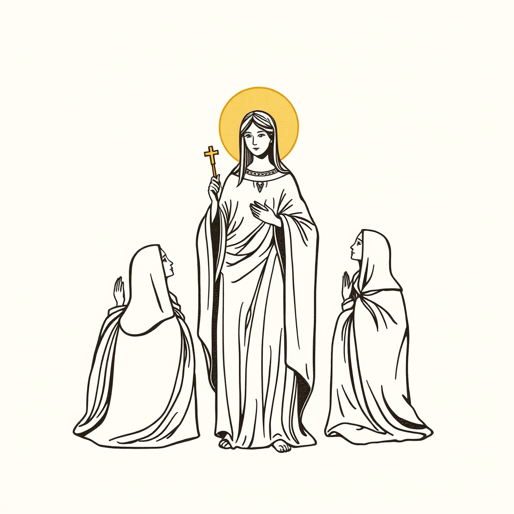 en groupe avec sainte Delphine