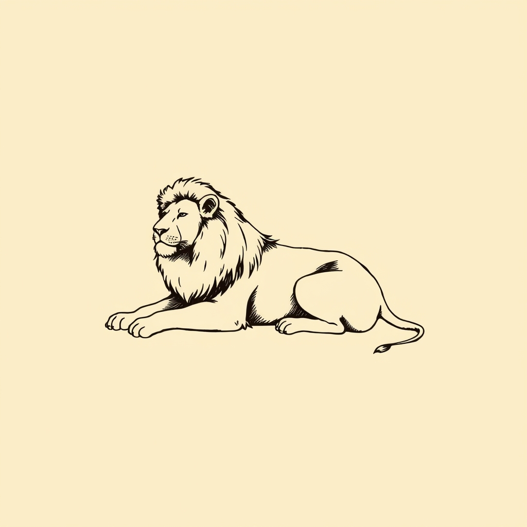 lion couché sous les pieds