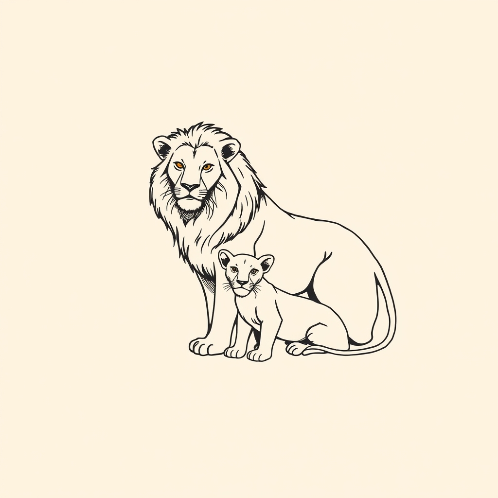 leonessa e leoncino