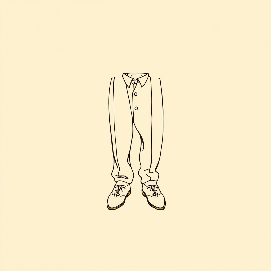 vêtements d'homme à ses pieds